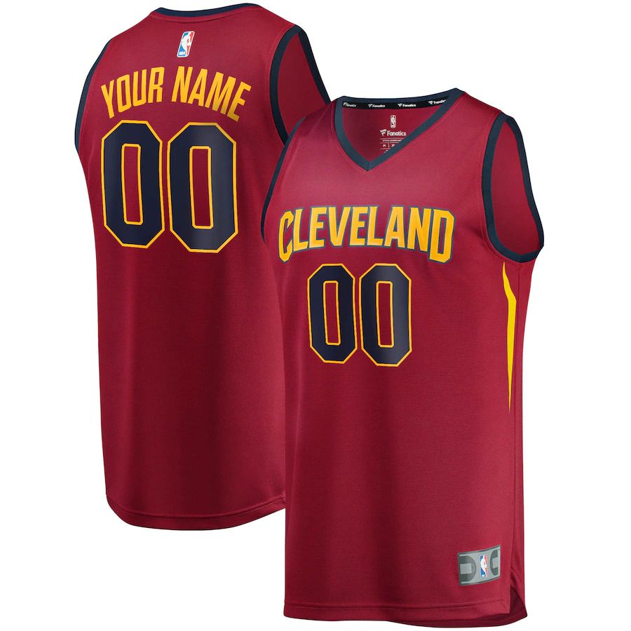 Men Cleveland Cavaliers Fanatics Branded Wine Fast Break Custom Replica NBA Jersey->cleveland cavaliers->NBA Jersey